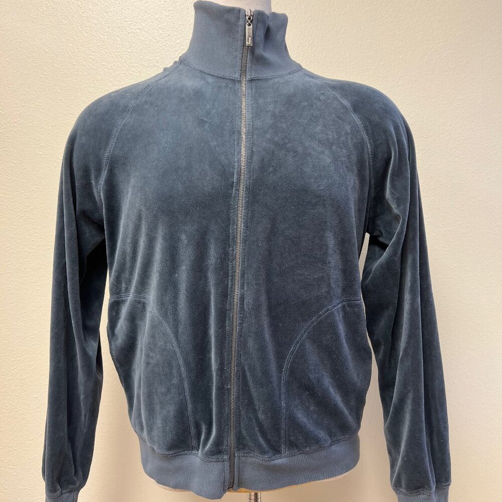 Vintage NWT 2000s Juicy Couture Velour Raglan Grey Zip Track Jacket Large